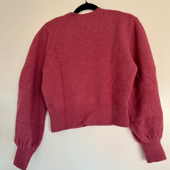 & Other Stories Puffed Cuffed Sleeve Wool Blend Sweater - Berry XS - Picture 2 of 6